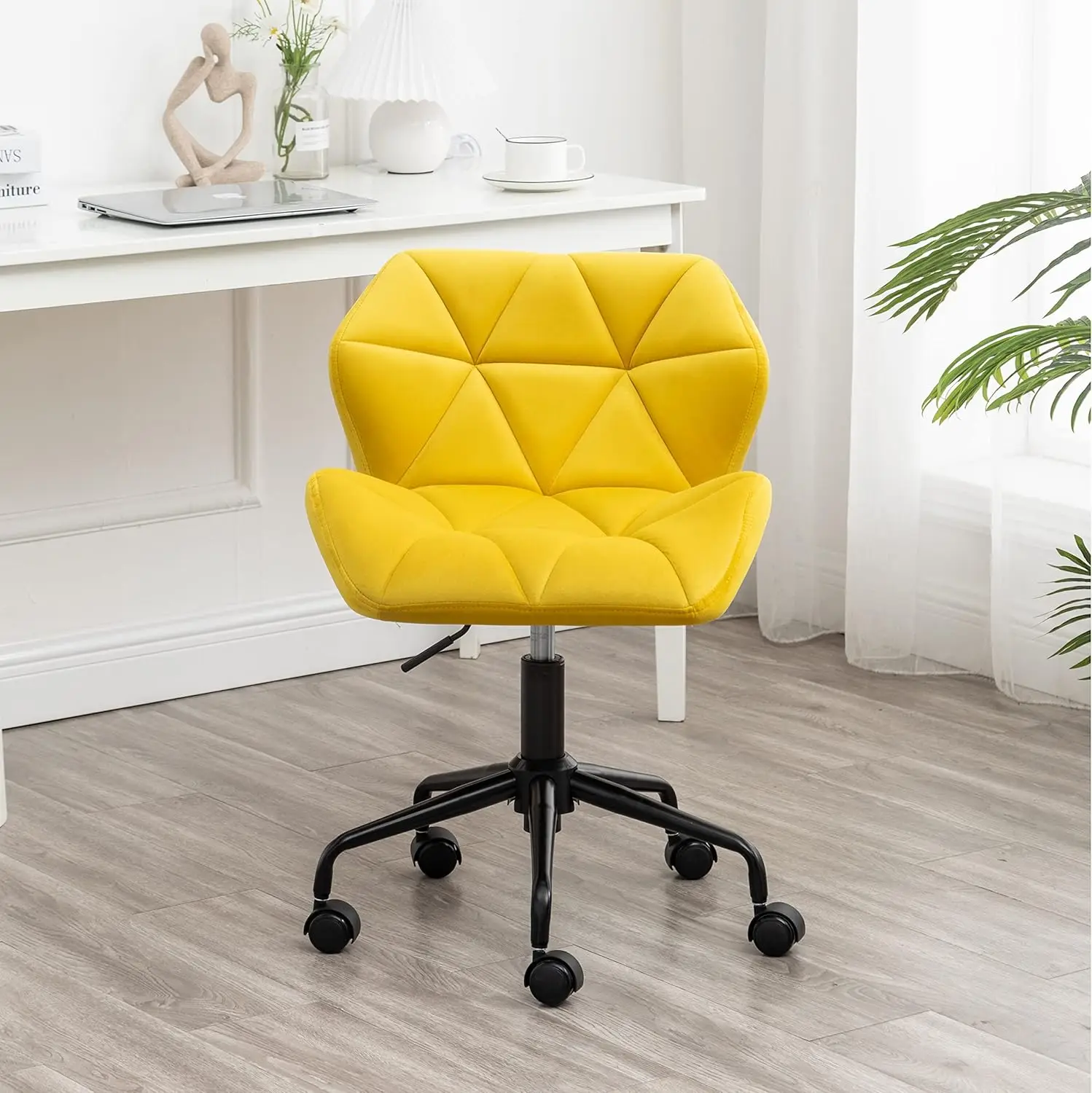Eldon Diamond Tufted Adjustable Swivel Office Chair, Yellow 2