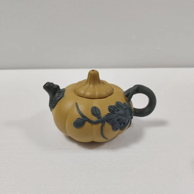 1PCS 180cc Yixing raw ore section mud purple clay teapot household single small capacity tea pumpkin teapot