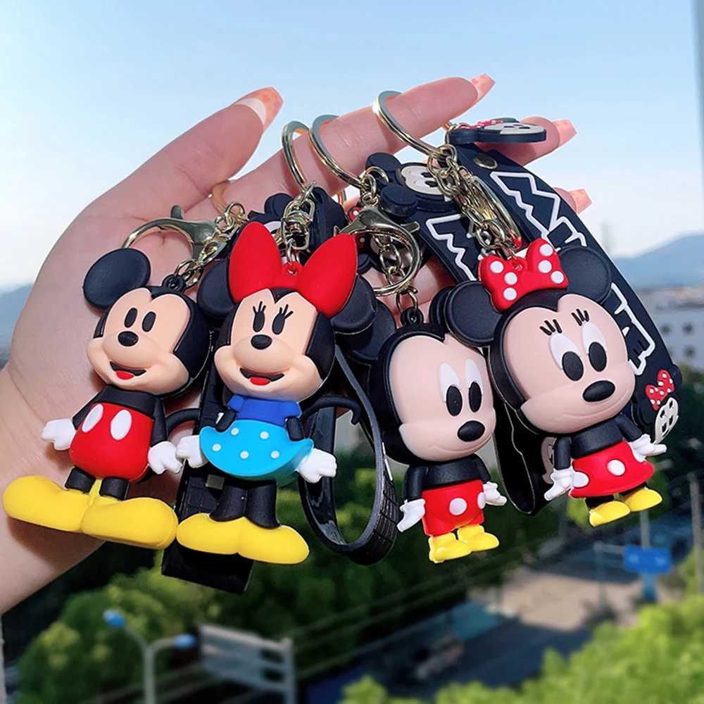 Disney Mickey Mouse Figure Keychain Toy Pvc Model Doll Figure Car Pendant  Keyrings Bag Stitch Minnie Keychain Christmas Gift - AliExpress