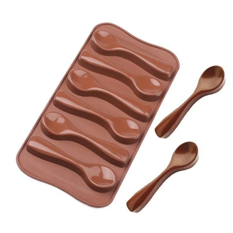 

Cute Cake Mold Good Quality DIY Chocolate 6 Spoons Mould Kitchen Silicone Baking Cookie Fudge Turn Sugar Decorating Topper Candy