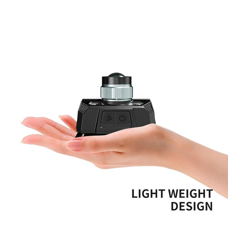 Lampe frontale WARSUN WD09 zoomable rechargeable Type-C rouge pour pêche et camping