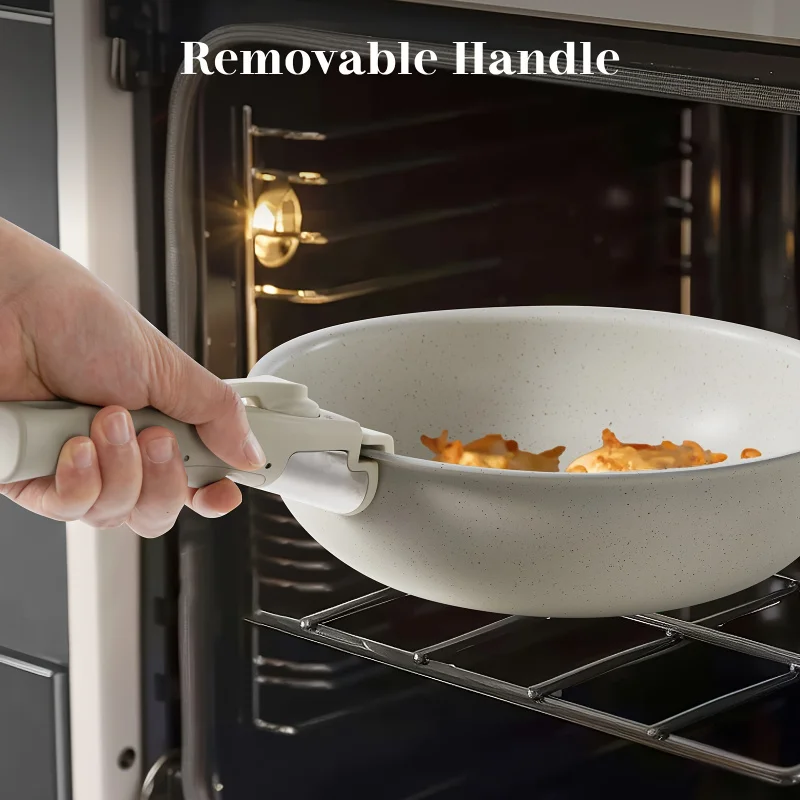 12 Non-Stick Cookware Suit with Removable Handle Dishwasher and Oven Available for Cleaning Induction Compatible non stick frying pan silicone cookware set non stick cookware set