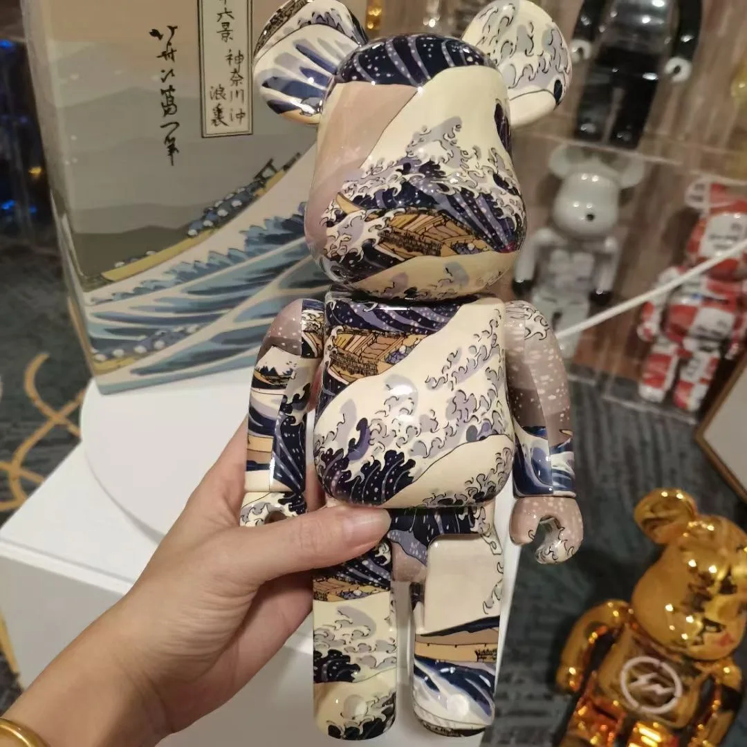 

28cm Be@rbricklys 400% Bearbrick The Great Wave Off Kanagawa 400% Bear Room Decoration Model Present GIft Art Collectible Crafts