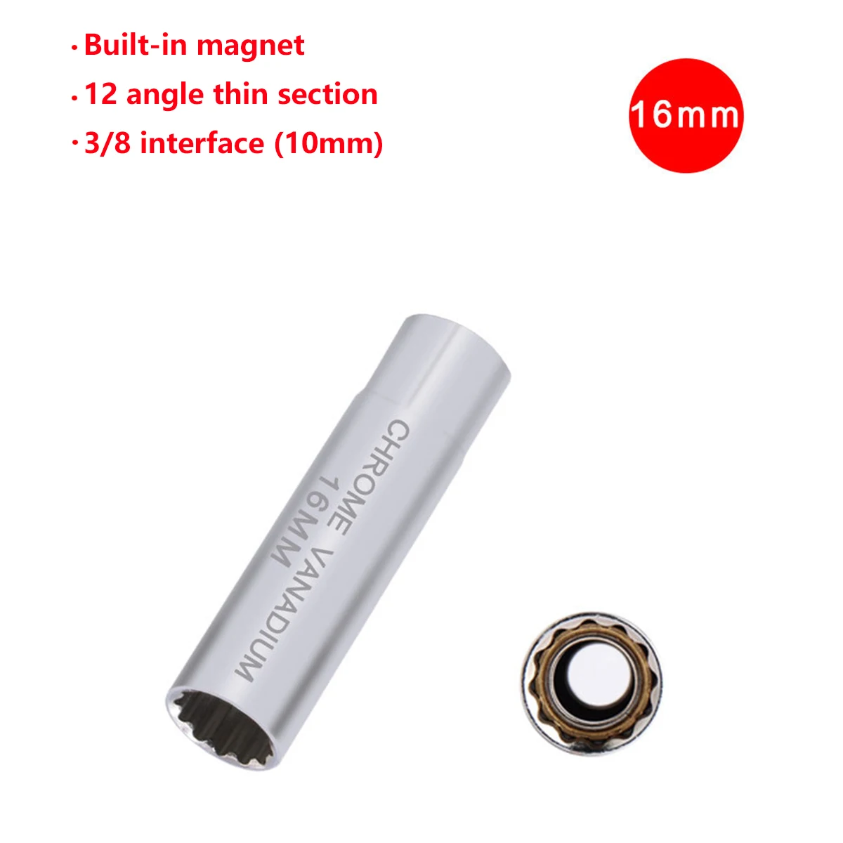 Jeu De 3 Douilles à Bougie Magnétiques 12/14/16 Mm - Clé Pivotante 360°, Entraînement 3/8", Acier CR-V - Pour Démontage Facile