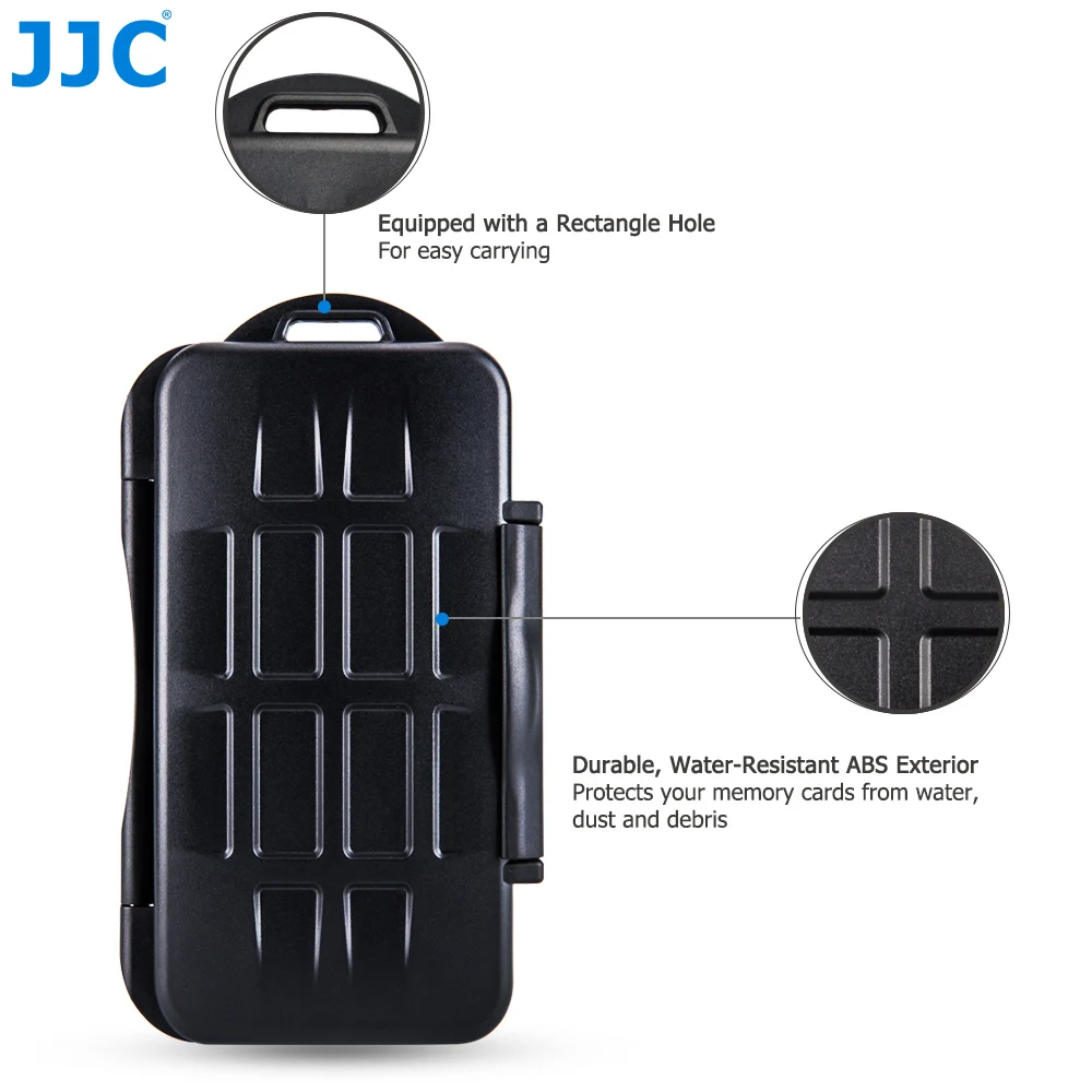 JJC Étui pour Cartes Mémoire, Boîte Rangement Étanche pour 12 SD SDXC SDHC  + 18 Micro SD TF + 6 CF Flash Compactes Cartes, Porte Carte SD avec