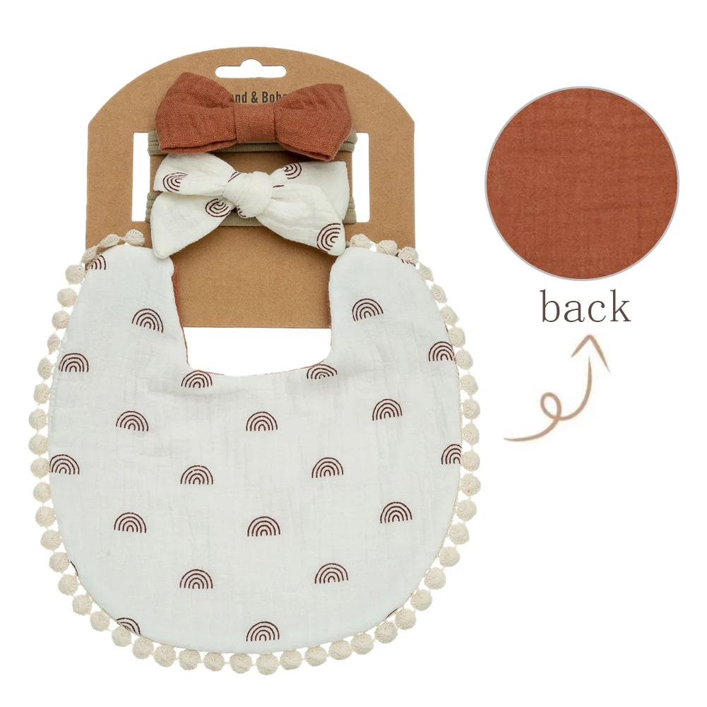 Baby Floral Bibs & Bow Headbands Set - 3 Piece Collection