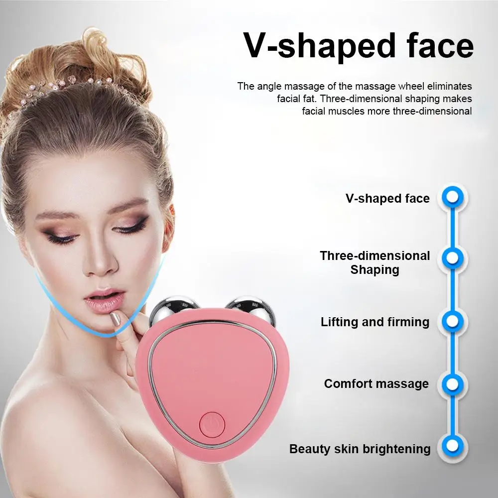Face Lifting Ems Lift Skin Tightening Device Microcurrent Roller Facial Massager Toning Device