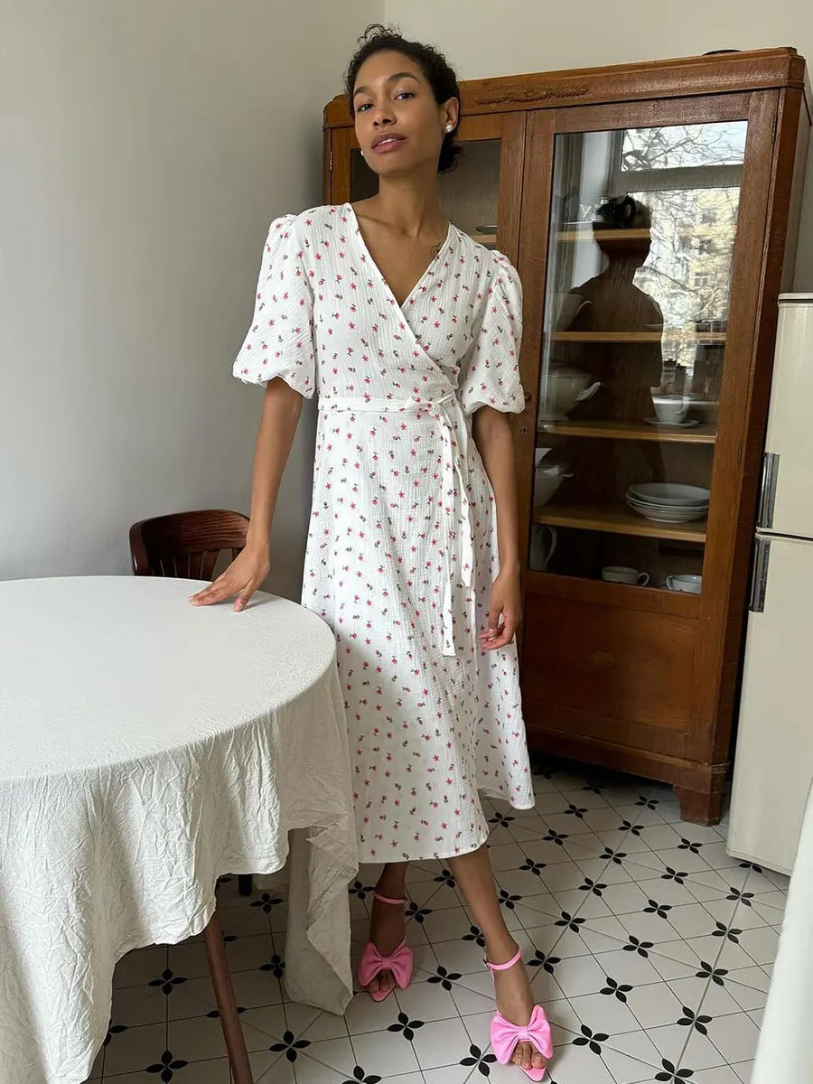 Women's Loose Fit Cotton Blend Maxi Dress with V-Neck & Short Sleeves Sbaa9480afd2b494aa7cb25dc429a61b08