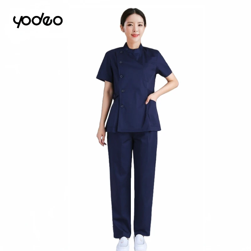 Medical nurse standing collar summer short sleeved beauty salon nurse clothes long sleeved slim fit medical staff work clothes