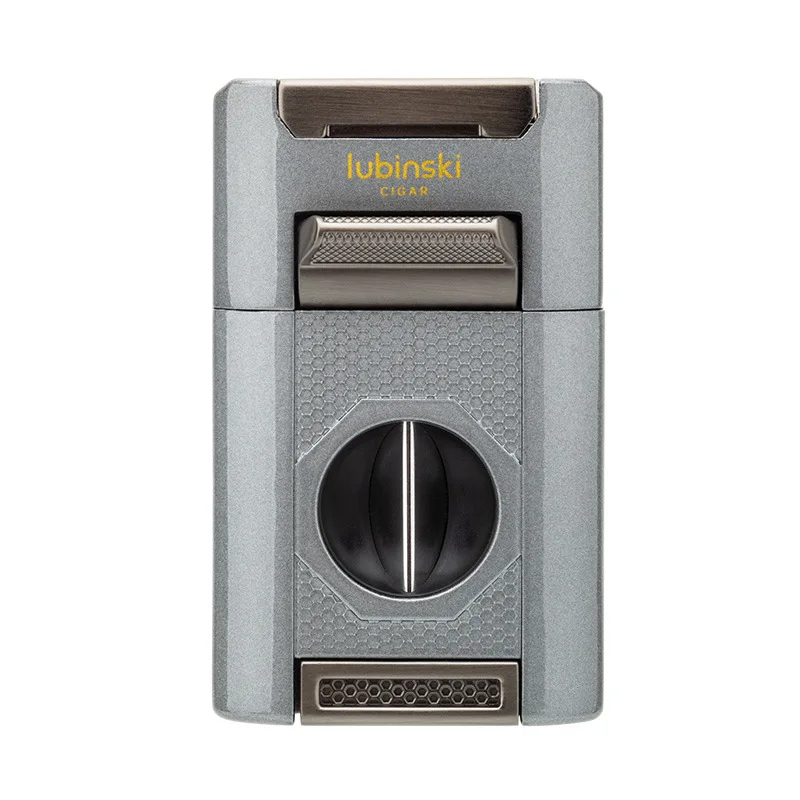 Multifunction Cigar Lighter Windproof Jet Flame Lighter Built In 2 Cigar Cutter 2 Puncher Needle Cigarette Holder Portable