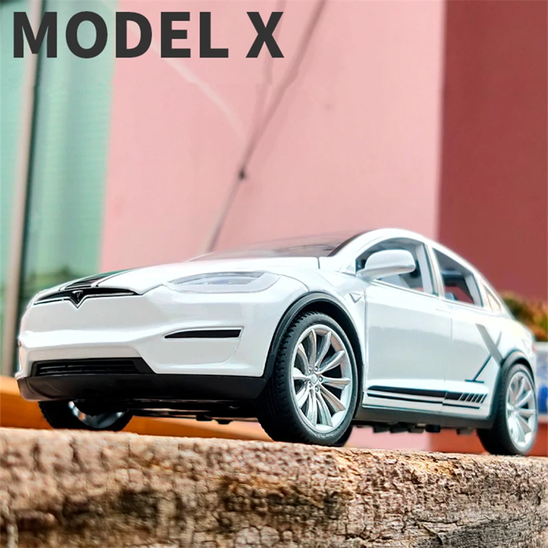 1:20 Tesla Model X Alloy Car Model Diecast Metal Toy Modified Vehicles Car Model Simulation Collection Sound Light Toy Gift 2