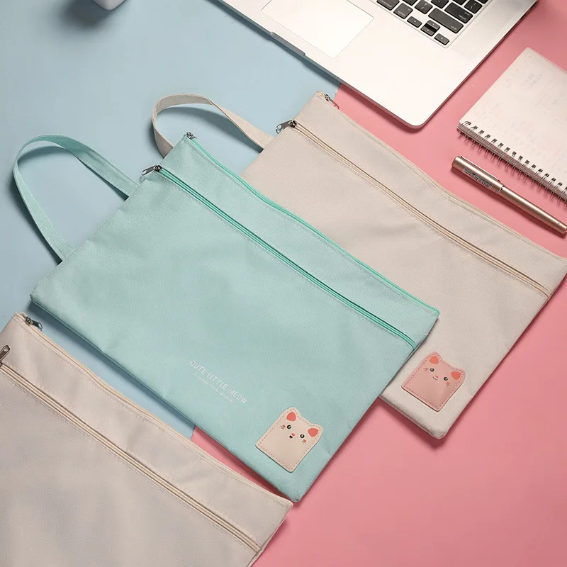1pc A4 Size File Folder Bag Documents Stationery Books Storage Bag Pouch School Office File Holder Zipper