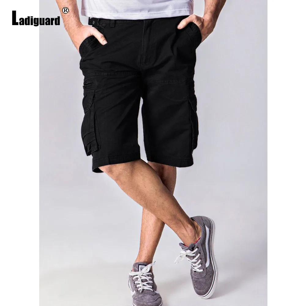 

2023 European Fashion Stand Pocket Shorts Plus Size Men's Knee-Length Pants Men Stylish simplicity All-match Retro Cargo Shorts