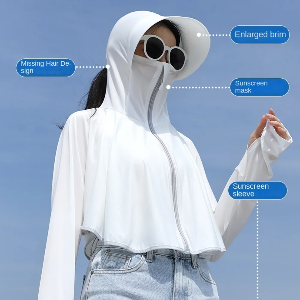 Summer Female Sun Protection Clothing UV Protection Long Sleeve Ladies Cloak Breathable Outdoor Sports Sunscreen Hoodie