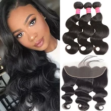 

Body Wave Bundles With Hd Frontal Closure Brazilian Human Hair Bundles With Frontal 3Bundles With 13X4 Transparent Lace Frontal