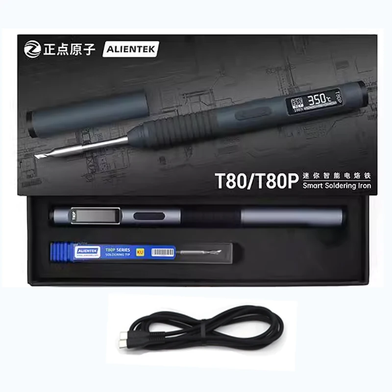 Electric Soldering Iron Soldering Iron ALIENTEK T80 100W Adjustable Digital Display Automatic Sleep BGA Precision Soldering Iron Repair Tool