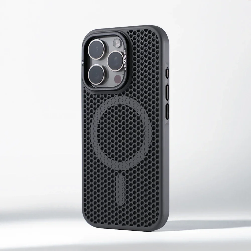 Invisible Lens Holder Honeycomb Cooling Case with Magnetic Wireless Charging Armor Cover