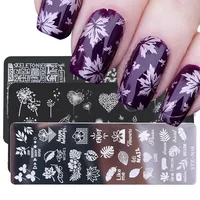 Heallor Nail Printing Plate Flower Leaf Image Template Lace Flower Cat Geometric Animal Template Nail Art Seal DIY Nail Art Temp 1