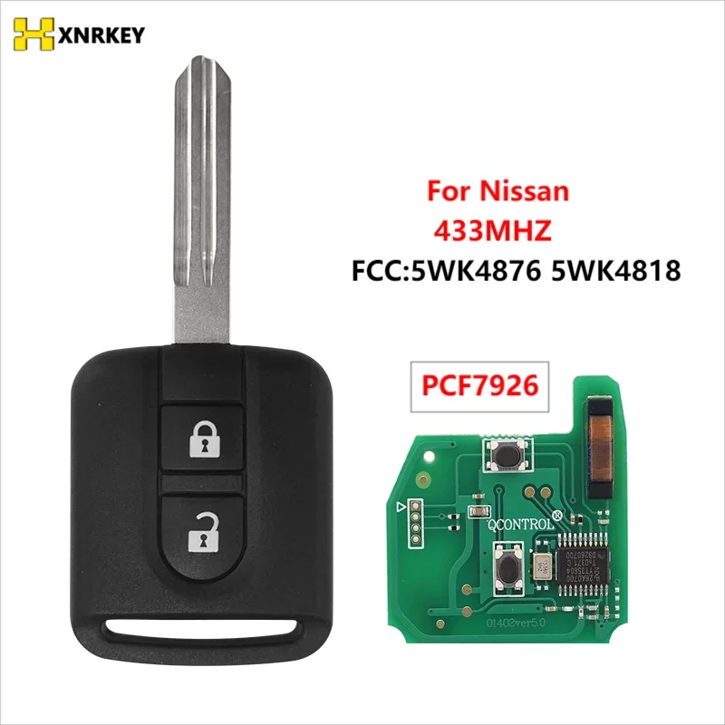 XNRKEY Original 5WK4876/818 ID46 Chip 2 Button Remote Key Fob For Nissan Cabstar F24M K12 Elgrand X-TRAIL Qashqai Navara Micra