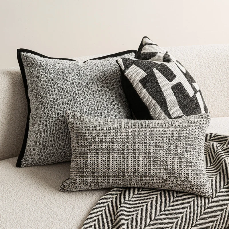Ivory Black Rust Red Pillow Cover Image 2