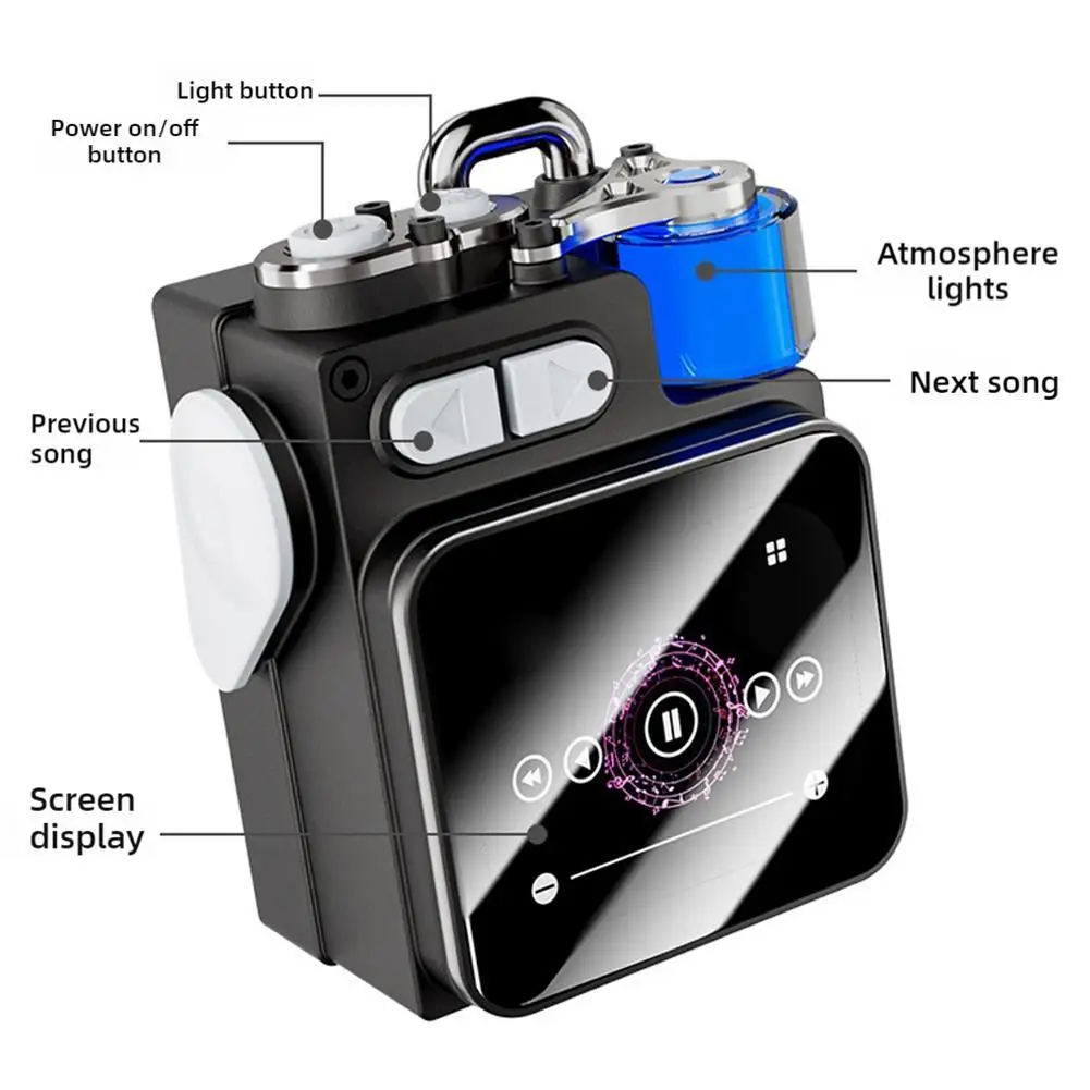 LED Display Screen Wireless Bluetooth Speaker Mechanical Speaker With RGB Desktop Subwoofer Support Calendar Clock New
