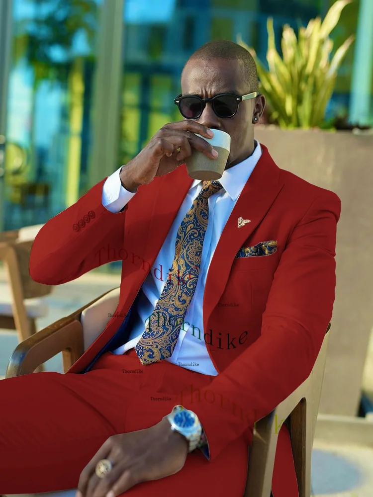 Thorndike Casual Tuxedos For Wedding Mens Business Suit Men's (Blazer+Pant) Slim Groom Trendy British Single-breasted Suits
