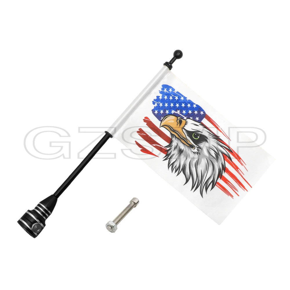 Motorcycle NEW skull Flag Rear Mount Luggage Rack Fender Side Pole fit For Harley Sportster Touring FLHT Road King Glide
