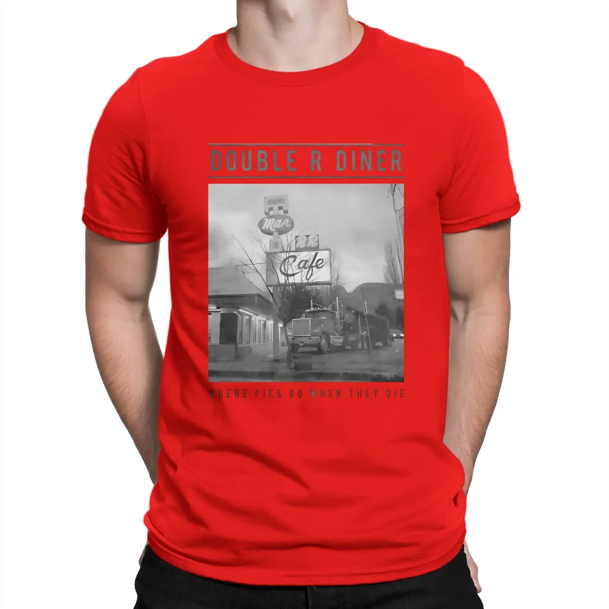 thumbnail image 1 of Camiseta con el logo de Double R Diner Where Pies Go To Die, camisetas de algodón Twin Peaks, divertidas camisetas de manga corta con cuello redondo, camiseta clásica, 1 of 7