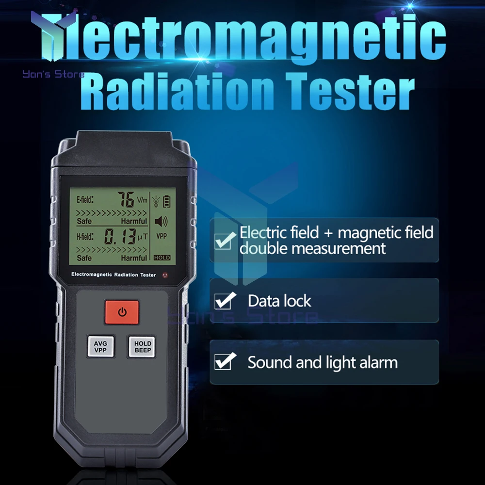 

ET825 Electromagnetic Field Radiation Detector Tester EMF Meter Rechargeable Handheld Portable Counter Emission Dosimeter