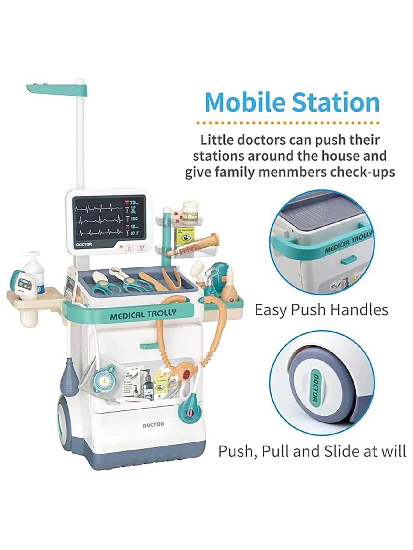 Deluxe Children's Doctor Set -26 piece hypothetical medical station toy set ，gift for toddlers 4
