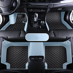 Premium Custom Leather Car Floor Mat - Waterproof Interior Accessory - A4 B6 2000 - 2004 (Black blue)
