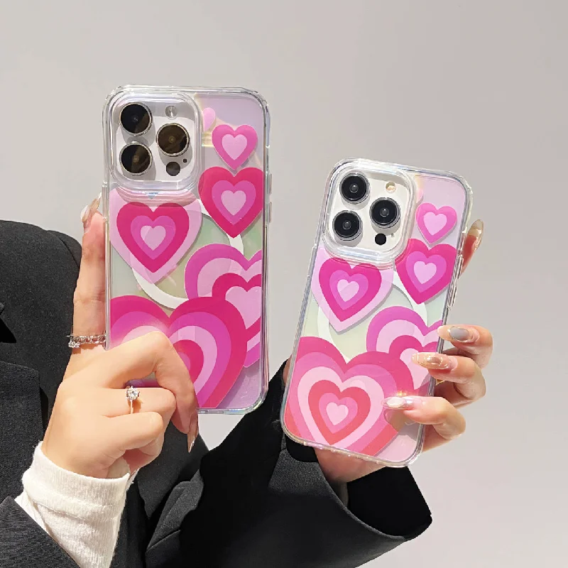

Luxury Aurora Magsafe Magnetic Cover For iPhone 12 13 14 15 Pro Max Heart Phone Case For iPhone 15 Plus 14 Pro Charging Cover