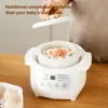 Electric Porridge Soup Pot 200W Mini Ceramic Stew Cooker 1L Capacity Electric Slow Cooker Porridge Soup Pot Automatic Power Off 3