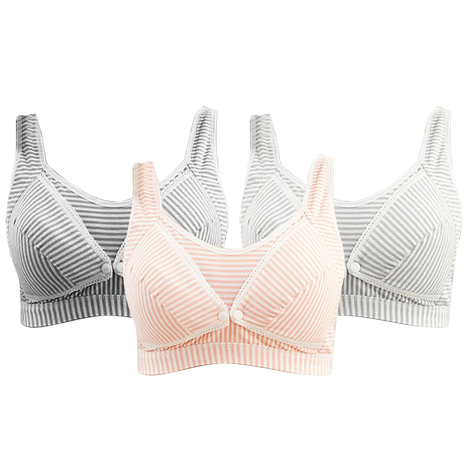 

Thin Striped Breastfeeding Underwear For Women Gathered With Front Button Opening And Postpartum Bras Nursing Bras