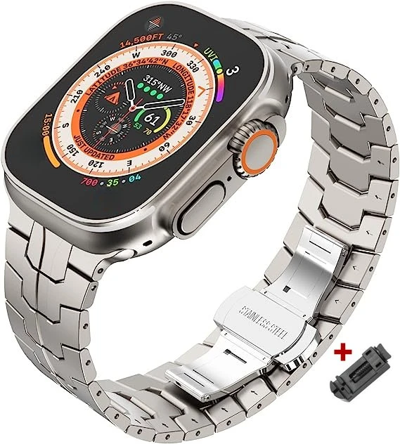 Titanium Orange Stainless Steel Bracelet for Smartwatch - Bold and Stylish Strap