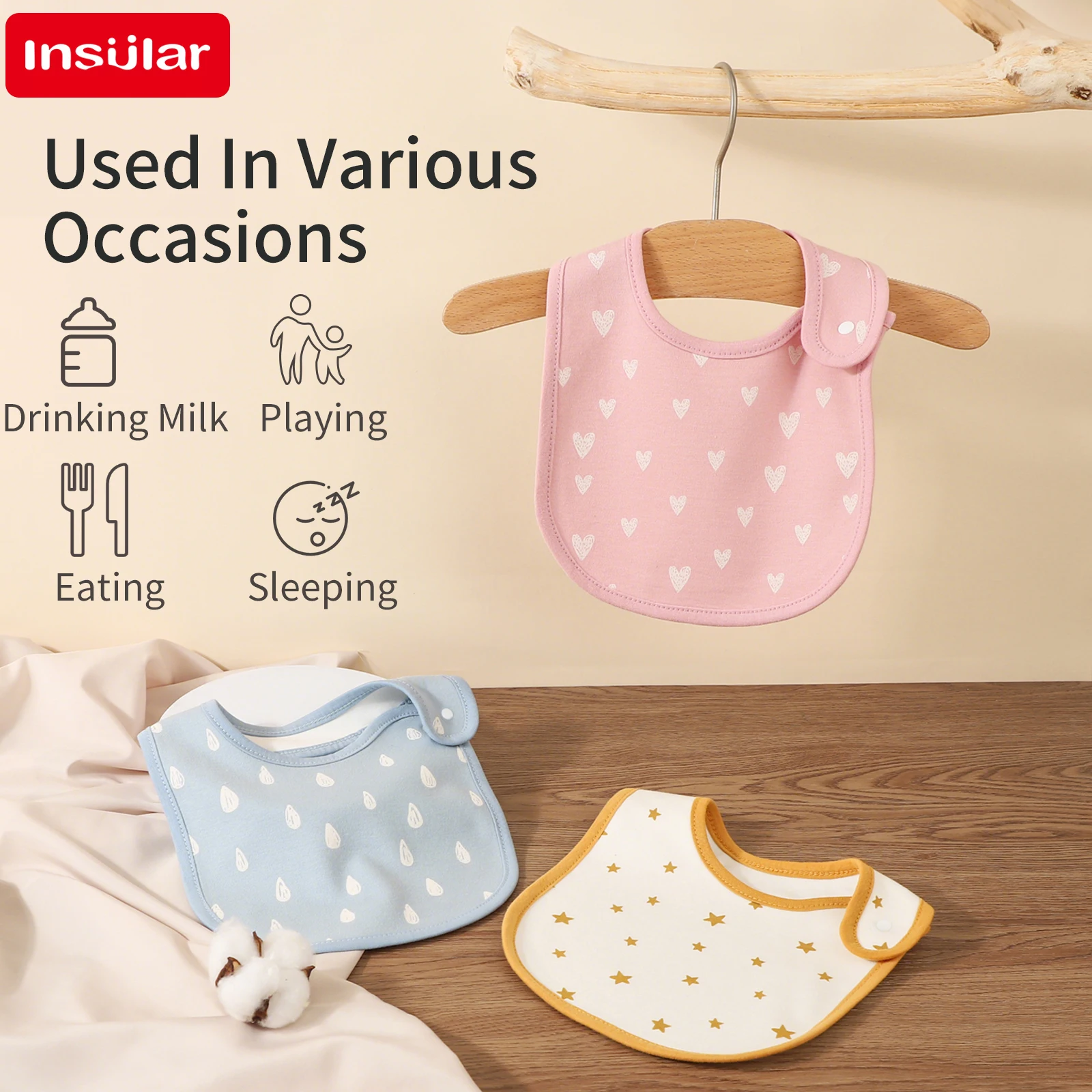 방수 U자형  턱받이:3겹의 부드러운 면 소재, 조절 가능한 침 흡수 타월, 영용 보온 수유 스카프(1-3세)