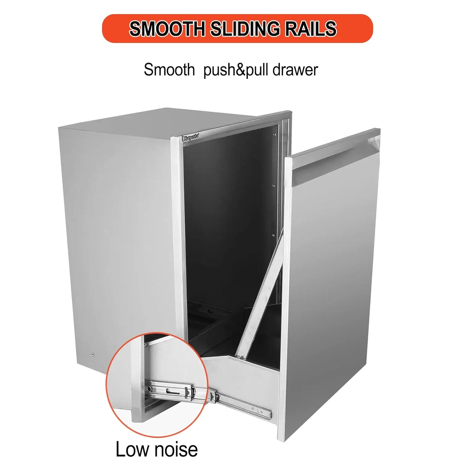 Built-in Outdoor Kitchen Trash Drawer W13.6XH26XD19 Inch Outdoor Kitchen Drawers Stainless Steel Flush Mount Roll Out Trash Draw 4