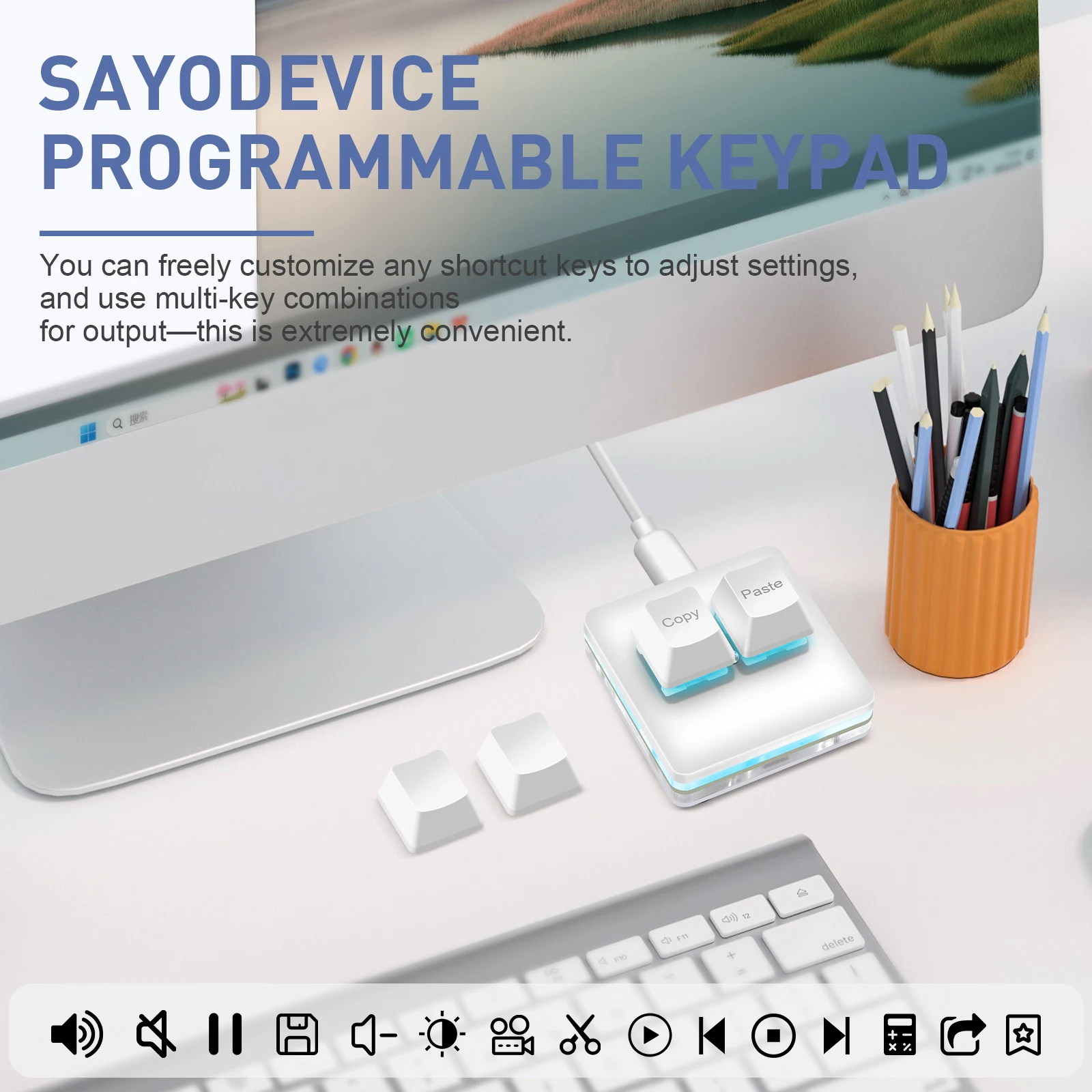SAYODEVICE 복사 붙여넣기 미니 단축키 사무용 마크로 키패드 OSU 리듬 게임 키패드 게임용 USB 유선 키보드 핫스왑 가능