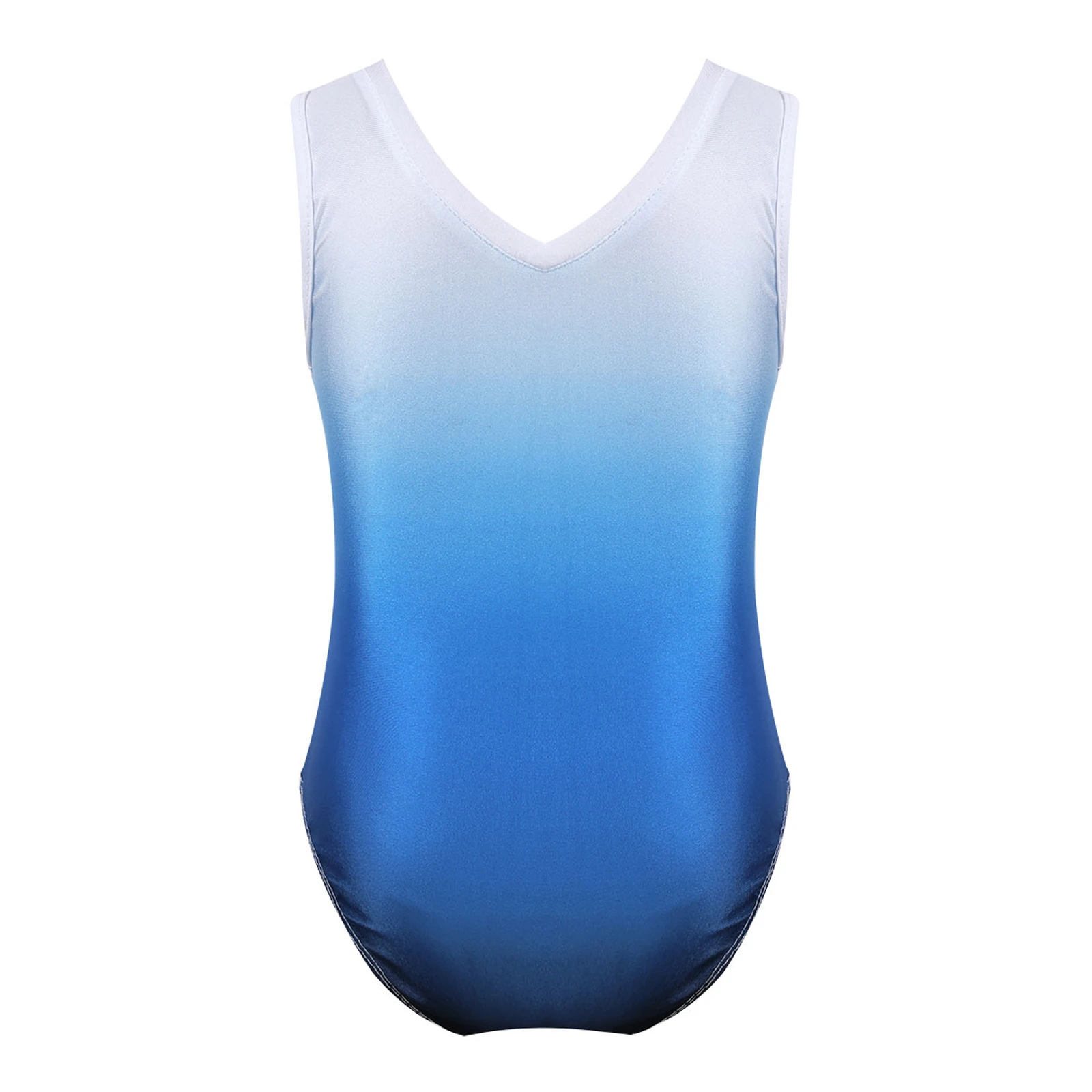 Kids Sleeveless Shiny Rhinestones Sports Workout Unitards Gymnastics Leotards For Girls Ballet Stage Performance Dance Costume