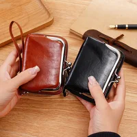 New Women's Wallet Wrist Strap Short Retro Style Coin Change Storage Bag Girls Portable Mini Card Holders Zipper Money Clip C03 2