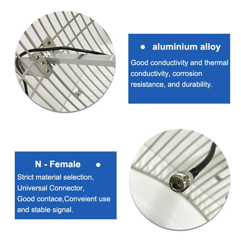 4G 5G Directional Dual Polarized Parabolic Antenna 18dBi High Gain for Improve Outdoor Long Range Mobile WiFi Network Reception