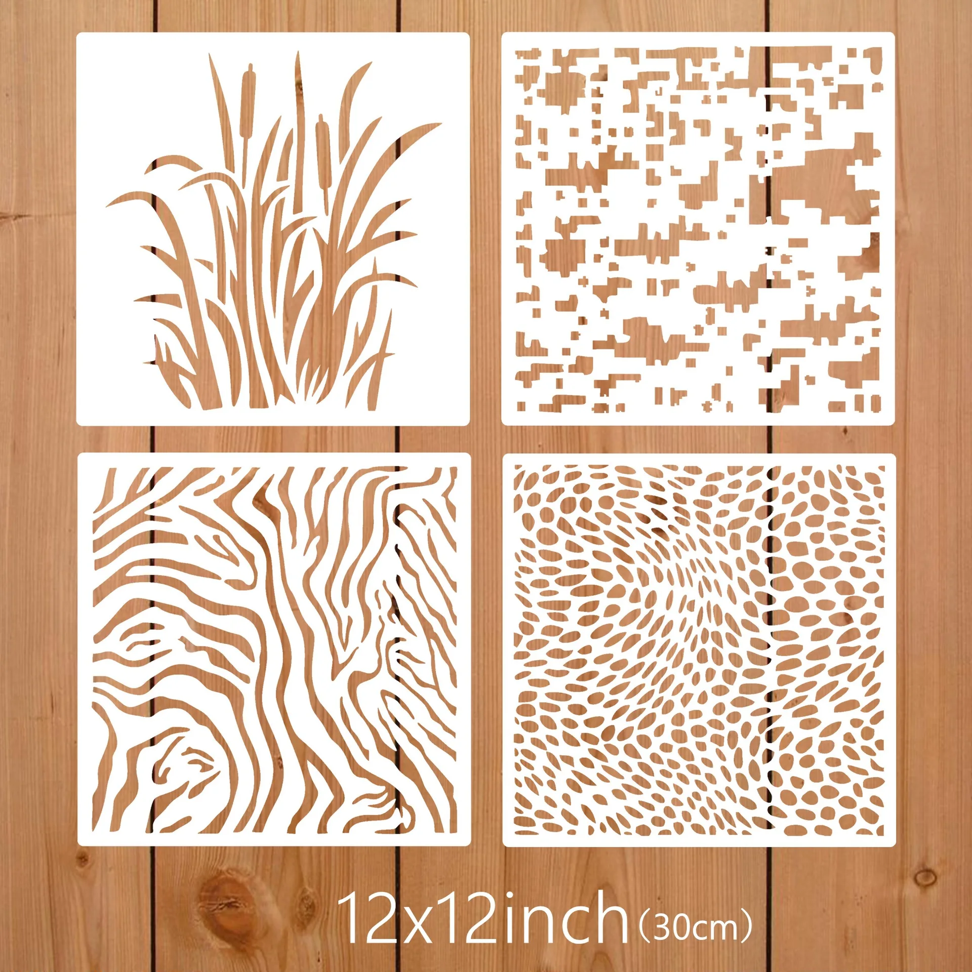 

4Pcs/Lot 30cm Grass Mosaic Texture DIY Layering Stencils Wall Painting Scrapbook Coloring Embossing Album Decorative Template