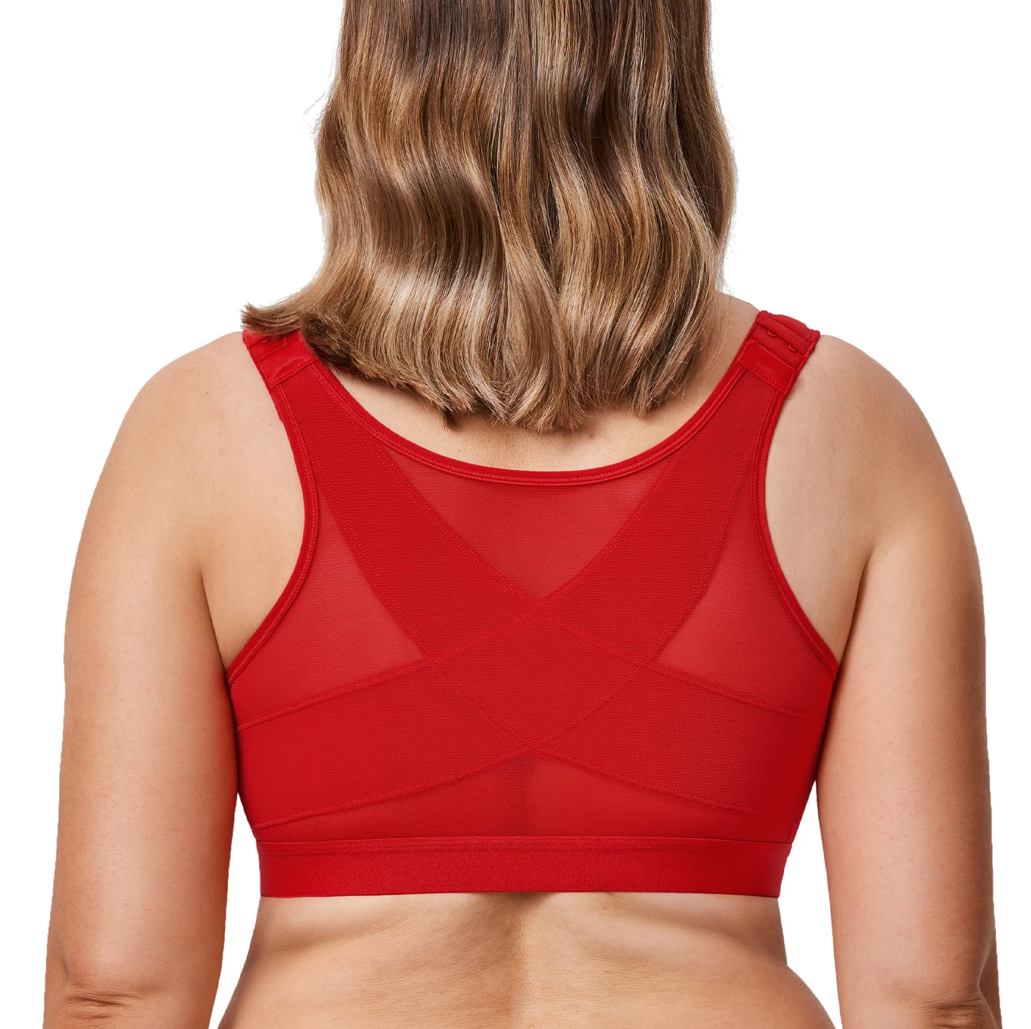 Women's Posture Front Closure Bra Plus Size Full Coverage Unlined Wireless Back Support