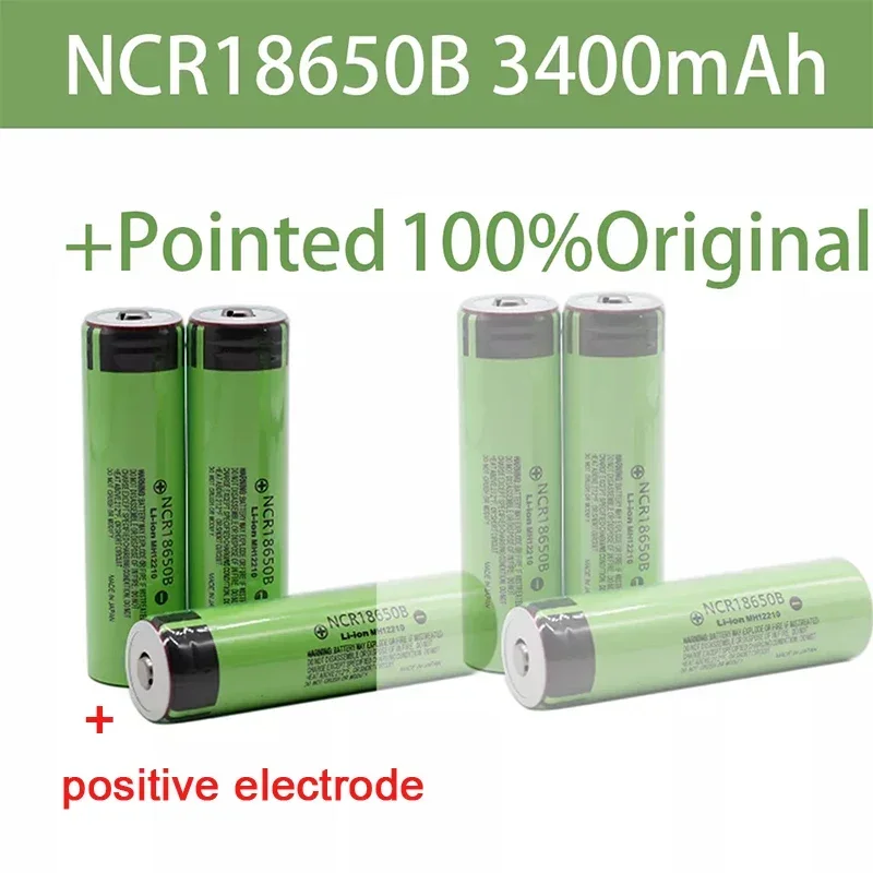 

100% New Original NCR18650B 3.7V 3400mAh 18650 rechargeable lithium battery +Pointed ，for flashlight batteries Free Shipping