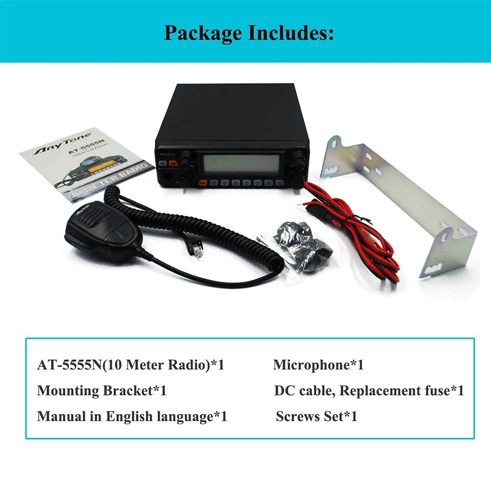 New ANYTONE AT-5555N II 28.000-29.700MHz Radio Receiver 40 Channel Mobile AM/FM/SSB Mobile Receiver 11m Radio station 6