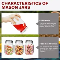 450ML  Regular-Mouth Glass Mason Jars with Metal Airtight Lids and Bands for Canning, Preserving, & Meal Prep 2