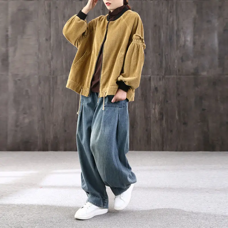2023 Sping Autumn Women Casual Cross Denim Pants New Loose Jeans Female Vintage Retro Harem Pants Trousers Bloomers