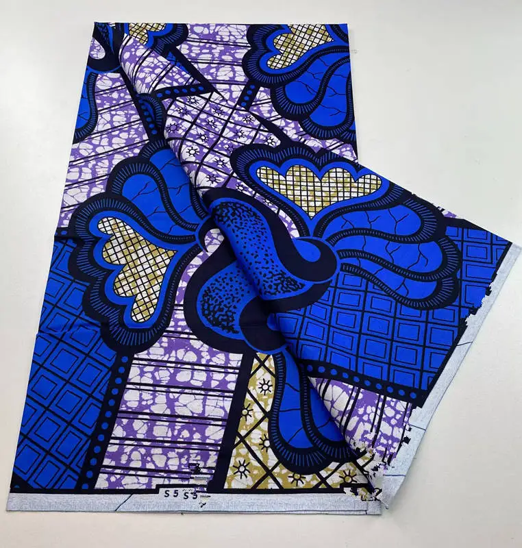 2023 High Quality African Wax Fabric Stretch Ankara Print Brode Cotton Material Wrapper New Gold Line Pattern For Sewing 6Yards 6