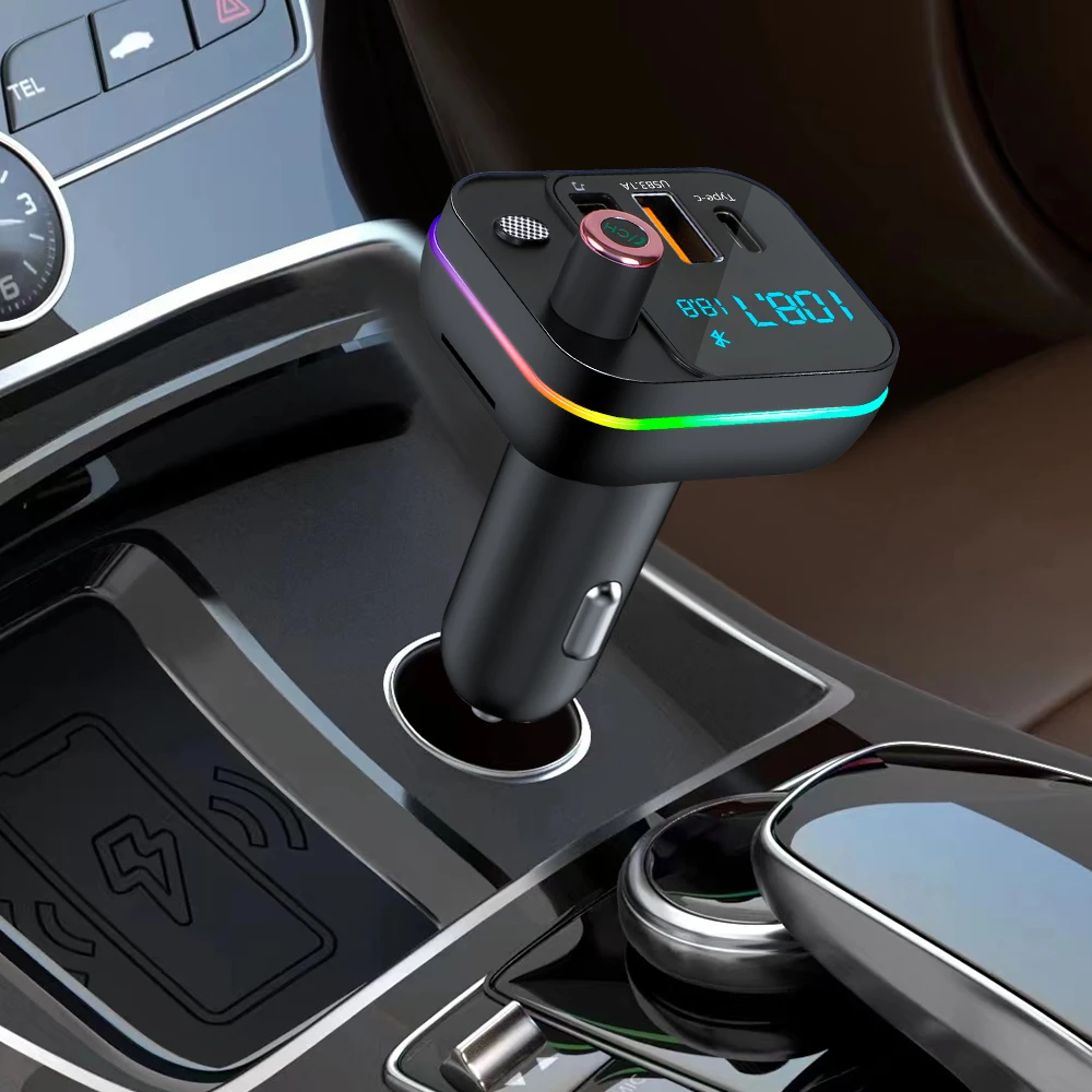Trasmettitore FM Bluetooth 5.0 Per Auto, Con Ricarica Veloce PD Tipo-C E Dual USB 3.1A, Vivavoce Con Riduzione Rumore, Lettore MP3 - 5