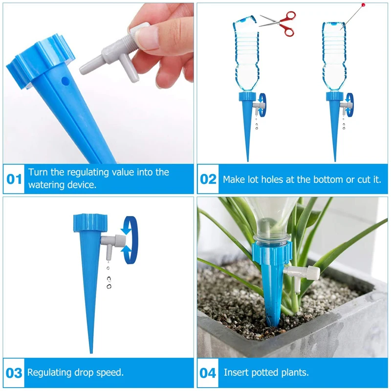 10-Pack Adjustable Self-Watering Drip Irrigation Spikes
